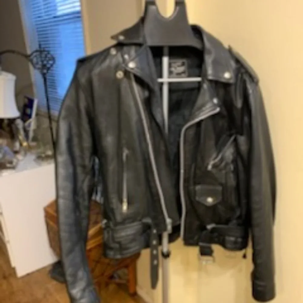 Vintage Moto Black Leather Jacket from The Antique Boutique